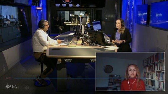 Redezeit-Moderatorin Nina Zimmermann begrüßt als Gäste:
Dr. Gülistan Gürbey
Privatdozentin und Politikwissenschaftlerin an der Freien Universität Berlin
Murat Kaplan
Vorsitzender der Türkischen Gemeinde Hamburg und Umgebung e.V. © NDR Foto: NDR