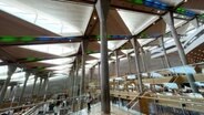 Innenraum mit modernem Dachgewölbe der Bibliotheca Alexandrina. © ARD Foto: Anna Osius