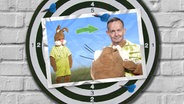 Eine Bildmontage zeigt eine Postkarte auf einer Dartscheibe. Sie zeigt FDP-Politiker Volker Wissing in einem Osterhasenkostüm. © Imago Foto: Imago