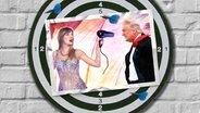 Eine Foto Montage zeigt Popstar Taylor Swift, die Donald Trump mit einem Fön heiße Luft ins Gesicht bläst. © picture alliance / Capital Pictures / AP Photo Foto: Casey Flanigan/IS/MPI; Jelwick