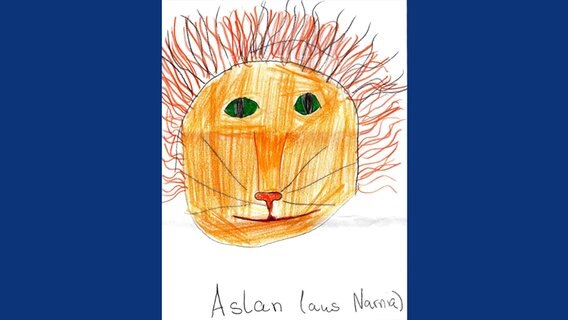 Kinderzeichnung des Löwen Aslan aus den Chroniken von Narnia.  