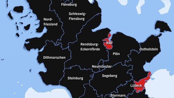 Kartenausschnitt von Schleswig-Holstein zur Kommunalwahl 2013 © NDR 
