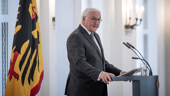 Bundespräsident Frank-Walter Steinmeier bei einer Rede. © dpa bildfunk Foto: Michael Kappeler