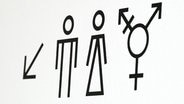 Piktogramme weisen auf Toiletten für Männer, Frauen und Allgender/Transgender hin. © picture alliance/dpa | Jens Kalaene 