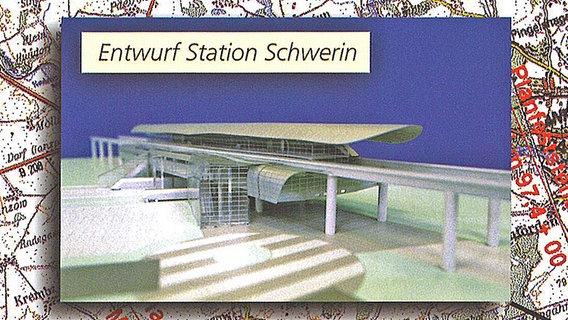 Ein Modell der Transrapid-Station Schwerin © ThyssenKrupp Transrapid GmbH, Magnetschnellbahn Planungsgesellschaft mbH 