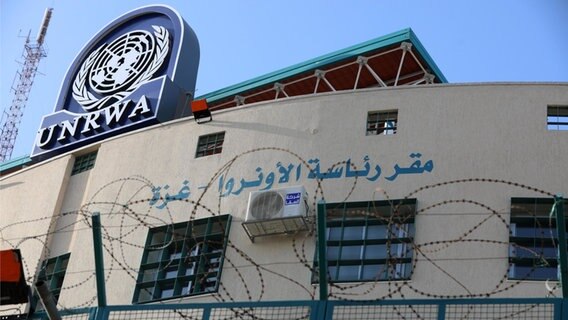 Das Hauptquartier der United Nations Relief and Works Agency (UNRWA) in Gaza. © dpa Bildfunk Foto: Ashraf Amra/Zuma Press/dpa