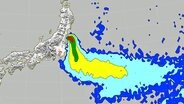 DWD-Vorhersage der Verteilung eines Spurenstoffes, der vom beschädigten Kernkraftwerk Fukushima abgegeben wird. © DWD 