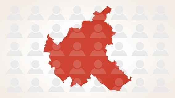 Eine rote Hamburg-Karte, im Hintergrund sind Piktogramme mit Menschen angedeutet © NDR / Datawrapper 