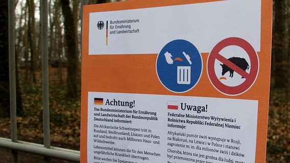 Handzettel warnt vor "Afrikanische Schweinegrippe" © NDR Foto: Jannis Köster