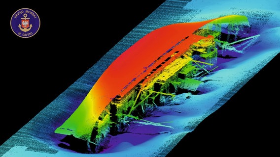 Das Sonarbild des Wracks der "Georg Büchner" © Meeresamt Gdynia Foto: Meeresamt Gdynia