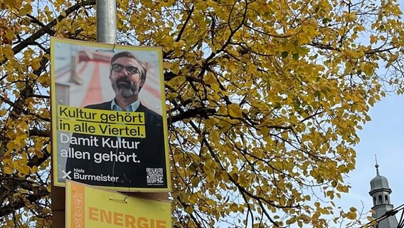 Wahlplakat von Niels Burmeister, parteiloser OB-Kandidat © NDR.de Foto: Marian Thürmer/NDR.de