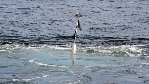 Ein Fähnchen in der Ostsee zeigt an, wo ein Stellnetz versenkt worden ist. © Thünen-Institut für Ostseefischerei 