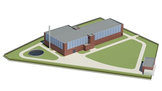 Eine Grafik zeigt die geplante Lagerhalle Eine Grafik zeigt die geplante Lagerhalle