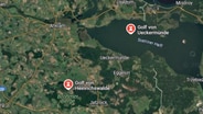 Screenschot: Mehrere Gewässer in Mecklenburg-Vorpommern sind auf Google Maps von Nutzern umbenannt worden. Es handelt sich dabei um eine satirische Protestaktion. © Google Maps (Screenshot) Foto: Google Maps