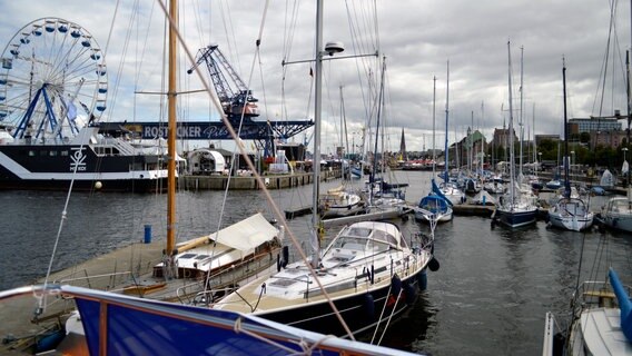 Im Rostocker Hafen liegen Segelschiffe für die 32. Hanse Sail. © NDR Foto: Laureen Zielke