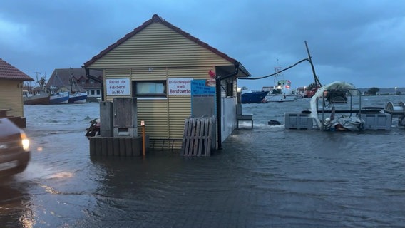Der Hafen von Freest ist bereits überspült. © NDR Foto: Tilo Wallrodt