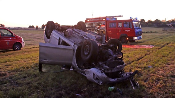 Ein Auto liegt nach einem Unfall auf dem Dach © Ralf Drefin Foto: Ralf Drefin