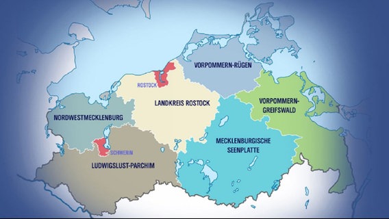 Die sechs neuen Großkreise in Mecklenburg-Vorpommern. © NDR Foto: NDR