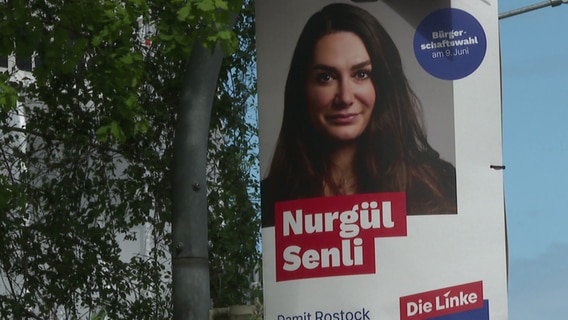 Wahlplakate verschiedener Parteien hängen an den Laternenmasten einer Ausfallstraße in Schwerin. © NDR MV Foto: Screenshot NDR MV