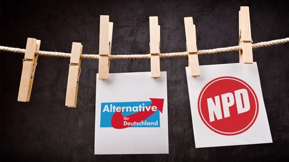AfD und NPD-Logos auf einer Leine. (Bildmontage) © fotolia Foto: igor
