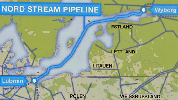 Verlauf der Nord-Stream-Pipeline © dpa Foto: Stefan Sauer