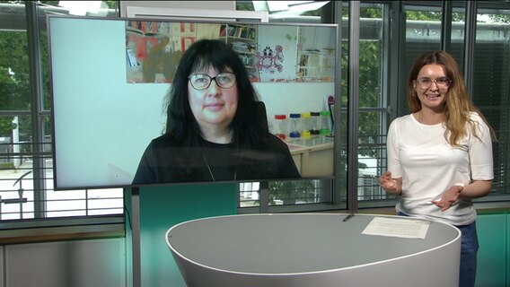 Medienwissenschaftlerin Prof. Dr. Elizabeth Prommer von der Universität Rostock spricht bei NDR MV Live über den Frauentag als Feiertag. © NDR Screenshots 