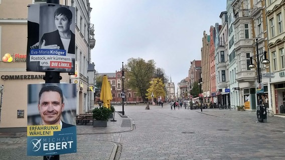 Eva-Maria Kröger (Die Linke) und Michael Ebert (unterstützt von CDU, FDP, UFR) gehen am 27.11. in die Stichwahl um das OB-Amt in Rostock. © ndr.de Foto: Steffen Baxalary/ndr.de