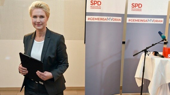 SPD-Landesvorsitzende Manuela Schwesig verlässt eine Pressekonferenz nach der Sitzung des SPD-Landesvorstandes, Landesparteirat und Landtagsfraktion. © dpa Foto: Frank Hormann