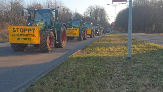 Traktor-Konvoi der Bauernproteste bei Schwerin © NDR Foto: Anna Lena Kirmße