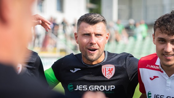 Blick auf das Gesicht eines Fussballspielers © Greifswalder FC Foto: Philipp Weickert