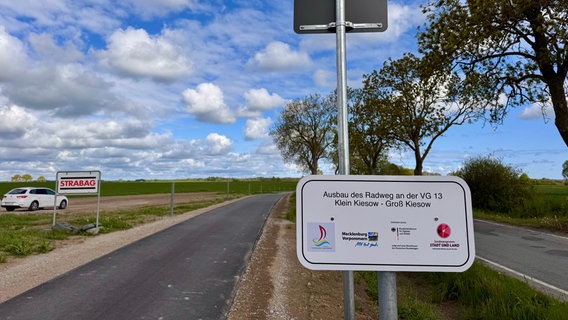 Der neue Radweg neben der Kreisstraße zwischen Groß Kiesow und Klein Kiesow. © Landkreis Vorpommern-Greifswald 
