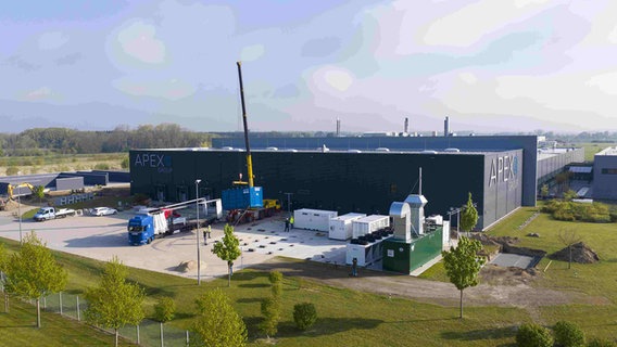 Das Wasserstoffkraftwerk in Rostock-Laage. Das Wasserstoffkraftwerk in Rostock-Laage. © Apex