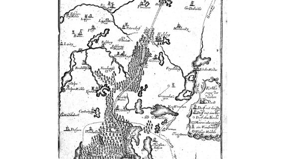 Kupferstich vom Tornado bei Woldegk von 1764 © Landesbibliothek Mecklenburg-Vorpommern Schwerin Foto: Landesbibliothek Mecklenburg-Vorpommern Schwerin