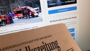 Printausgabe einer Zeitung vor einem Bildschirm mit einer Zeitungswebseite. © NDR Foto: NDR
