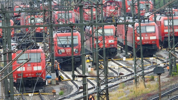 Züge stehen auf Gleisen im Bahnhof Maschen. © picture alliance 