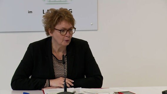 Daniela Behrens (SPD) spricht bei einer Pressekonferenz. © NDR 