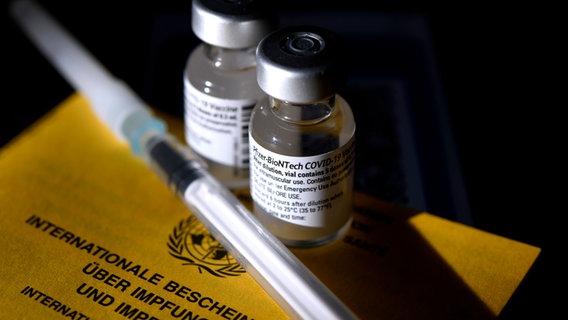 Eine Impfdosis und eine Spritze liegt auf einem Impfpass. © picture alliance/Laci Perenyi Foto: Laci Perenyi