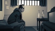 Zeichnung von Ebrahim B. im Gefängnis.  