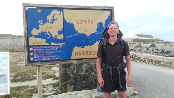 Kai Uwe Dobrzewski, genannt "Dobsche" am südlichsten Zipfel Europas im spanischen Tarifa. © Kai Uwe Dobrzewski Foto: Kai Uwe Dobrzewski