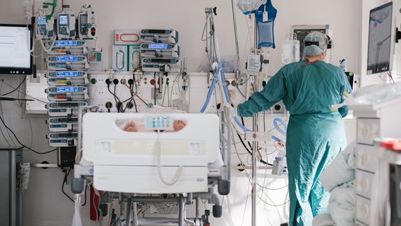 Eine Intensivpflegerin versorgt auf der Intensivstation am Klinikum Braunschweig einen an Covid-19 erkrankten Patienten. © picture alliance/dpa Foto: picture alliance/dpa | Ole Spata