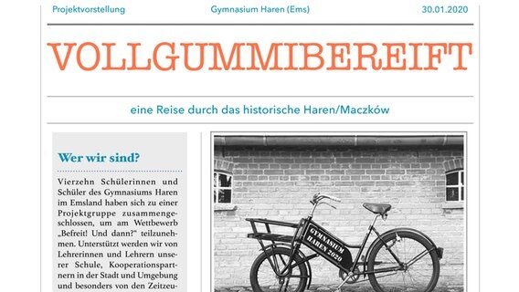 Eine Schülerzeitung mit der Überschrift: Vollgummibereift © Gymnasium Haren Foto: Gymnasium Haren