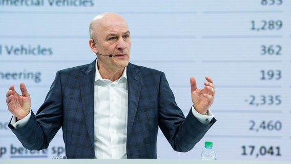 Frank Witter, Finanzvorstand der Volkswagen AG, spricht bei der Jahrespressekonferenz der Volkswagen AG. © dpa-Bildfunk Foto: Christophe Gateau