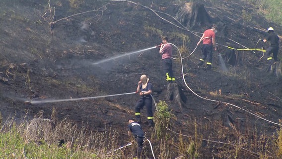Einsatzkräfte der Feuerwehr löschen einen Waldbrand im Oberharz. © NonstopNews 