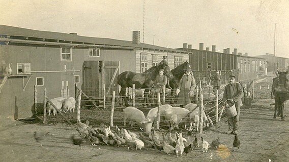 Kriegsgefangene im niedersächsischen Lager Haaßel bei Selsingen. © europeana1914-1918 / Everett Sharp, Oxford University 