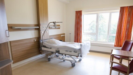 Niedersachsen, Ankum: Blick auf das abgedeckte Bett in einem Patientenzimmer im Marienhospital Ankum-Bersenbrück. © dpa Foto: Friso Gentsch