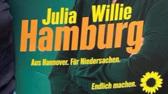 Ein Rechtschreibfehler auf einem Wahlplakat von Julia Willie Hamburg (Grüne). © Grüne/Twitter 
