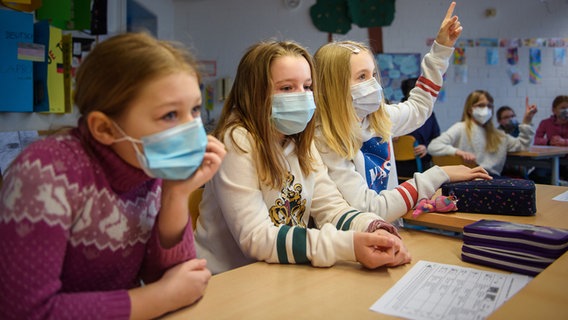Eine Schülerin einer 4. Klasse hebt im Unterricht die Hand. © dpa Foto: Gregor Fischer