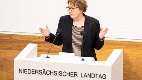 Gesundheitsministerin Daniela Behrens (SPD) spricht im Niedersächsischen Landtag. © dpa Foto: Michael Matthey