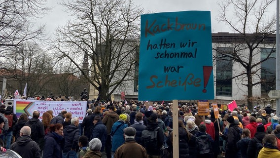 Menschen demonstrieren in Hannover gegen Rechtspopulismus. © NDR Foto: Wolfgang Kurtz