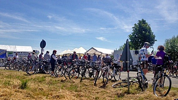 Viele Räder stehen auf einer Wiese bei blauem Himmel. © Landkreis Hameln-Pyrmont 